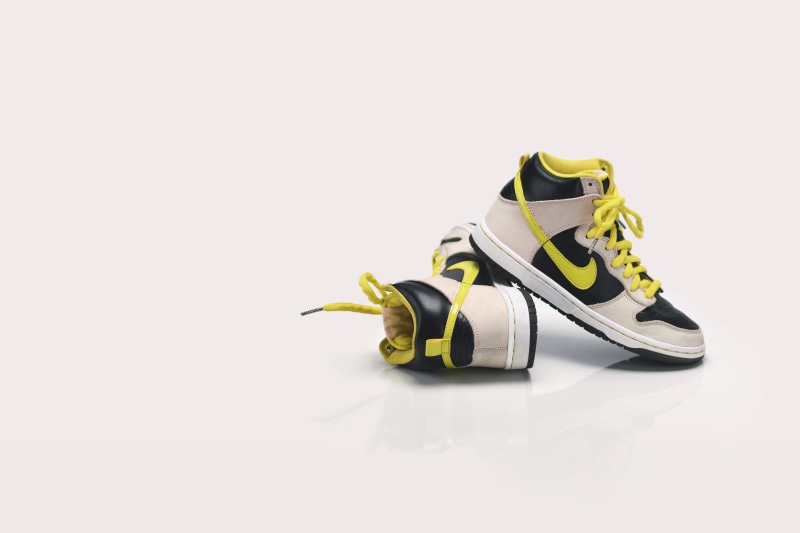 sport, nike, shoe, kicks, green, fashion, high top shoes, retro, sports shoe, running shoe, high, competition, studio shot, leather, 5K, sneakers, copy space