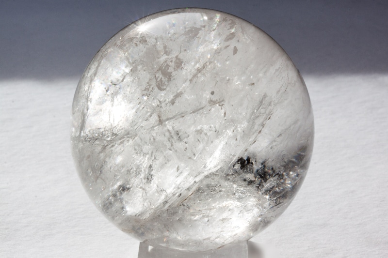 gray background, crystal, close-up, ball, gemstone, semi-precious gem, studio shot, nature, geology, shape, disc, reflections, 4K, day, geometric shape
