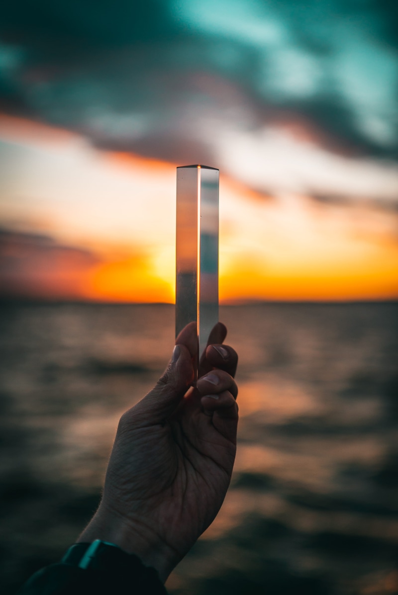person, glass, beauty in nature, sun light, hand, wafe, foreground, 4K, triangle, outdoors, geometric shape, ocean, sea, nature, geometry, human body part