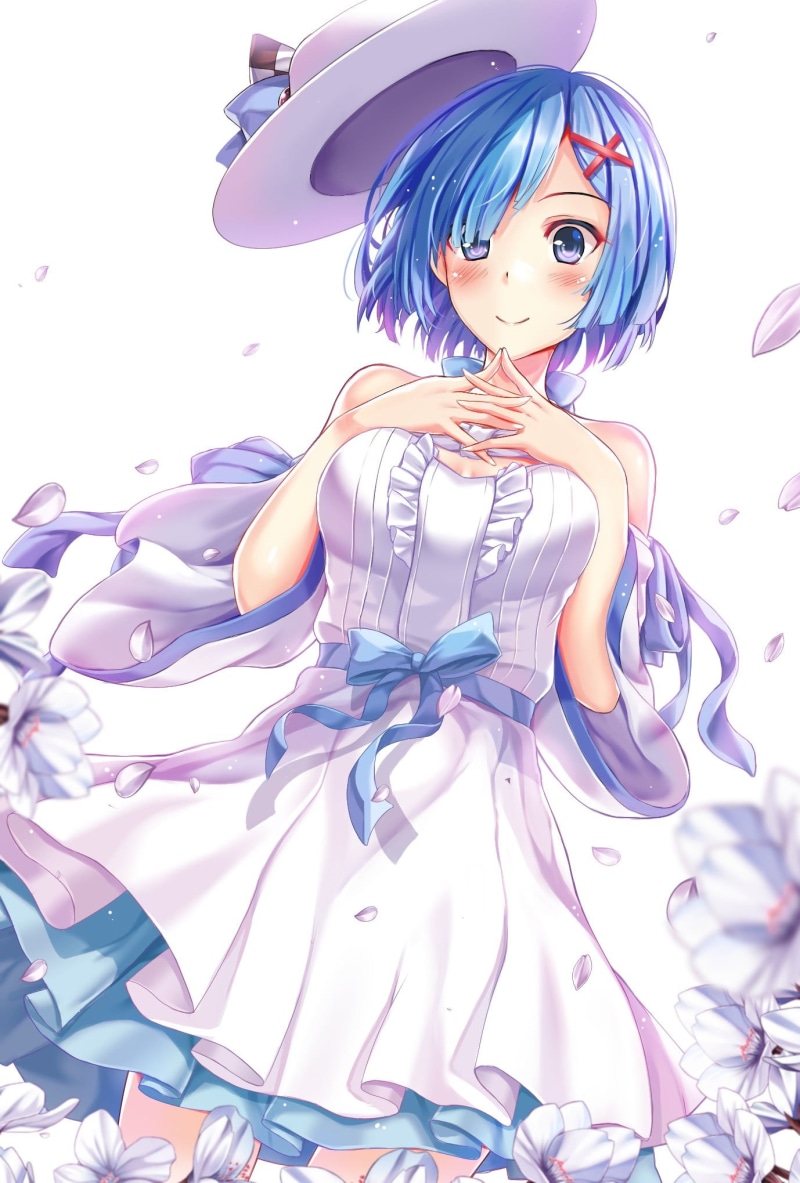 haired, Rem (Re: Zero), dress, Re:Zero Kara Hajimeru Isekai Seikatsu, clothing, anime, young women, girl, blue eyes, young adult, portrait, beautiful woman