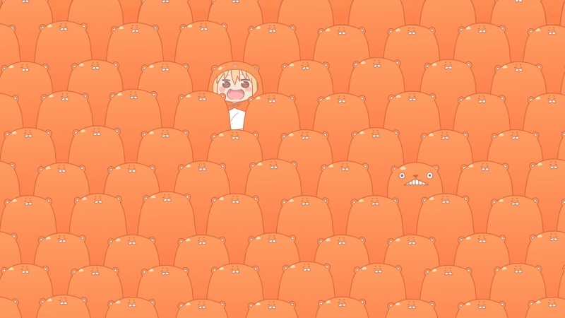 Anime, standing out from the crowd, digital, side by side, full frame, indoors, backgrounds, pattern, no people, repetition, Umaru Doma, group, choice