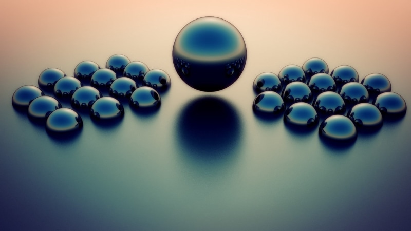 standing Out From The Crowd, no people, indoors, three-dimensional Shape, geometric shape, sphere, black, digitally Generated Image, group of Objects, backgrounds