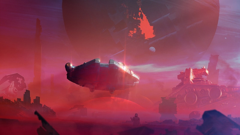 Star Destroyer, Force awakens, outdoors, no people, imperial cruiser, fog, Millennium Falcon, nature, digital composite, sky, illuminated, Star Wars: The Force Awakens