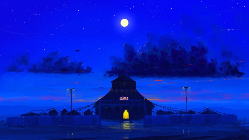 painting, 1080P, night, BisBiswas, digital art, circus