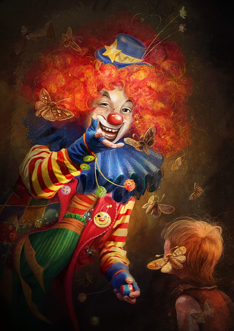 smile, emotions, circus, clown, art, makeup, 2K