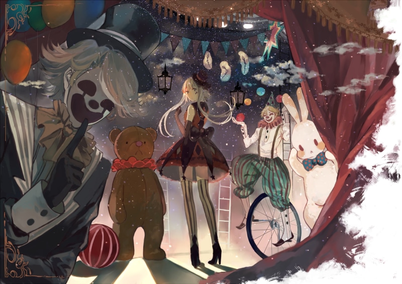 Vocaloid, Luo Tianyi, stars, circus, clowns, 1080P