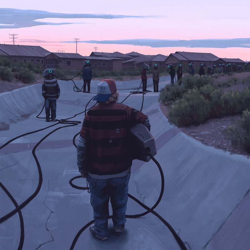 travel, artwork, environment, lifestyles, robot, water, group of people, 1080P, nature, sky, apocalyptic, digital painting, rear view, real people, Simon Stålenhag