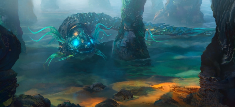 4K, science fiction, sea, Leon Tukker, digital art, beach, fish