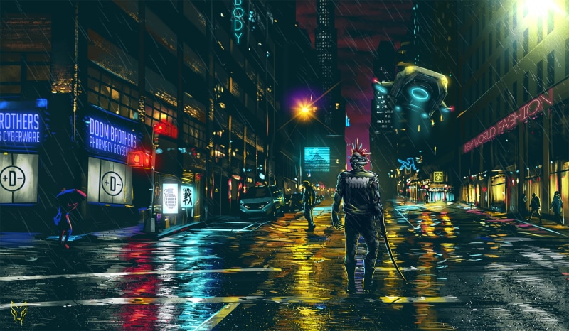 night, Dark Cyberpunk, 720P, cityscape, science fiction, artwork, futuristic, cyberpunk