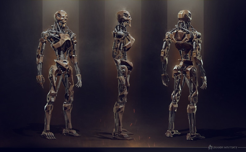 3D, old, 1080P, machine, Alexandr Novitskiy, endoskeleton, render, Terminator