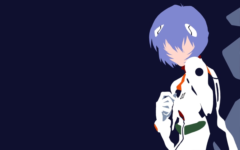anime, minimalism, Neon Genesis Evangelion, 2K, simple background, anime girls, Ayanami Rei