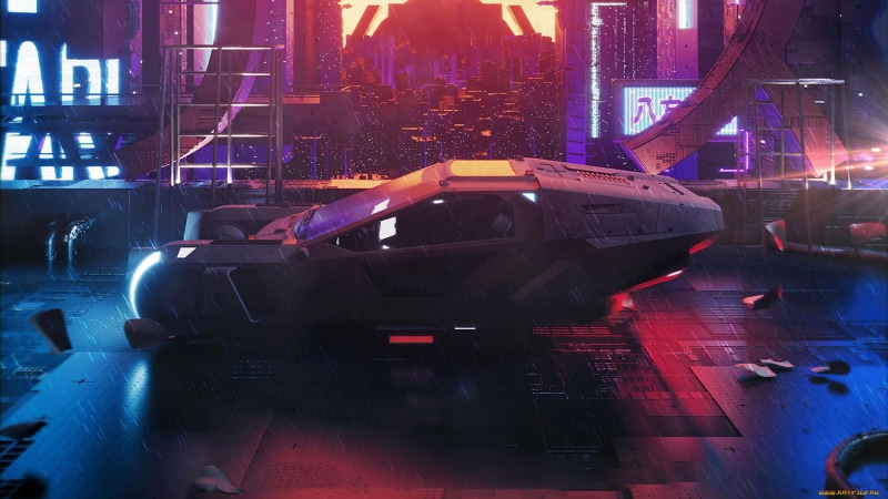 1080P, artwork, car, futuristic, vehicle, cyberpunk, dark