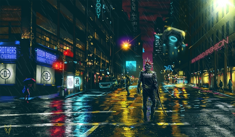 cyberpunk, artwork, night, Futuristic, 720P, Dark Cyberpunk, Cityscape, science fiction