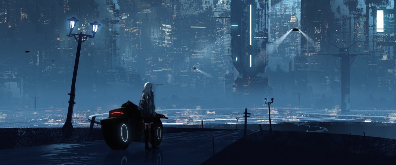 anime girls, 4K, dark, cyberpunk