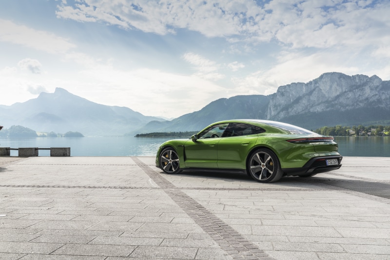 Sport Car, Car, 8K, Green Car, Vehicle, Porsche Taycan Turbo S, Porsche Taycan, Porsche
