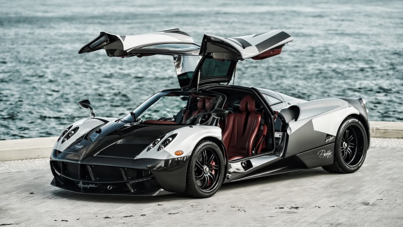 motor vehicle, sea, security, sport, car, leisure activity, outdoors, nature, Pagani Huayra, chrome, 1080P, day, land, one person, protection, water, transportation