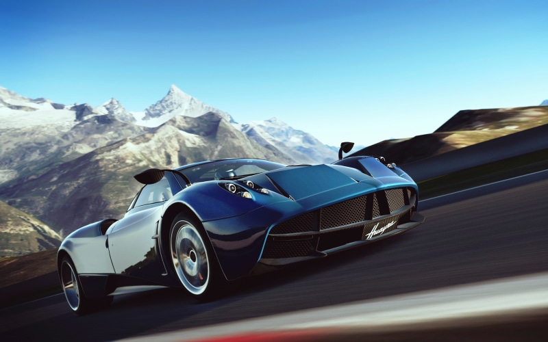 black, mountain range, no people, luxury, mode of transportation, speed, travel, mountain peak, motion, car, motor vehicle, Pagani Huayra, day, nature