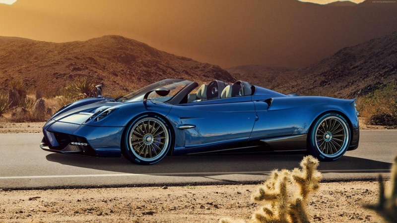 pagani huayra roadster, no people, luxury, convertible, road, shadow, pagani, land, day, mode of transportation, personal land vehicle, sports car, road trip