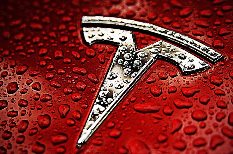 no people, red, drop, pattern, logo, indoors, high angle view, Tesla Motors, leisure activity, metal, backgrounds, 4K, full frame, arts culture and entertainment