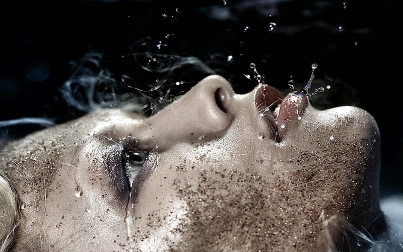 artistic, model, style, face, 3d and abstract, tears, 2K, beauty, smoke, glitters, drops, girl