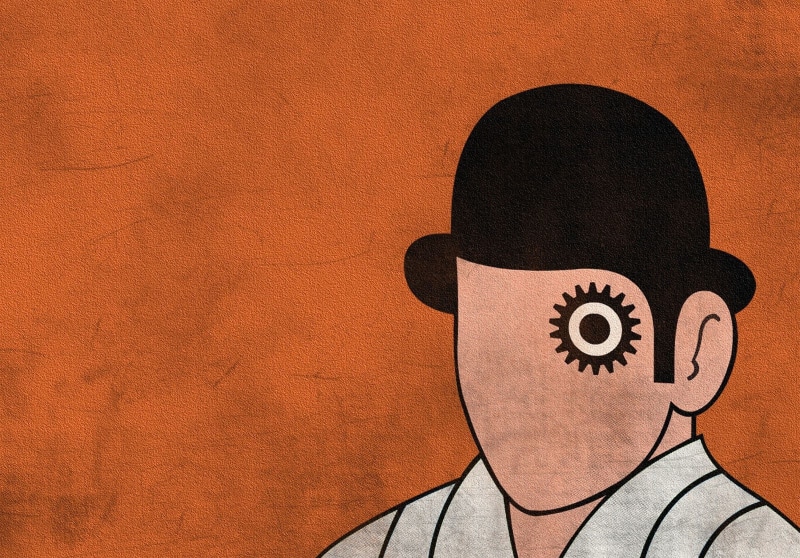 one person, portrait, teenager, close-up, human face, headshot, obscured face, aggression, emotion, adolescence, copy space, representation, movies clockwork orange stanley kubrick alex de large