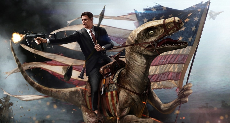 Ronald Reagan, Politics, 1080P, Velociraptor, Artistic