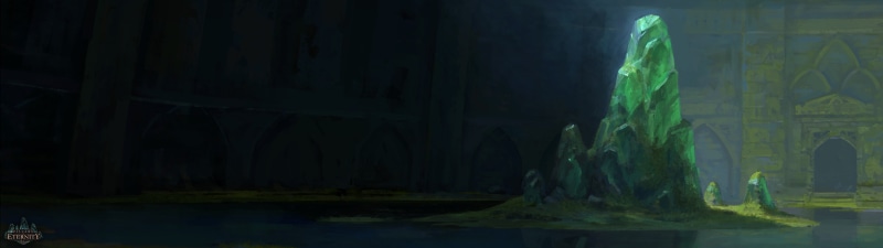 indoors, art and craft, 5K, close-up, green color, RPG, dark, water, illuminated, focus on foreground, Pillars of Eternity, paint, creativity, reflection