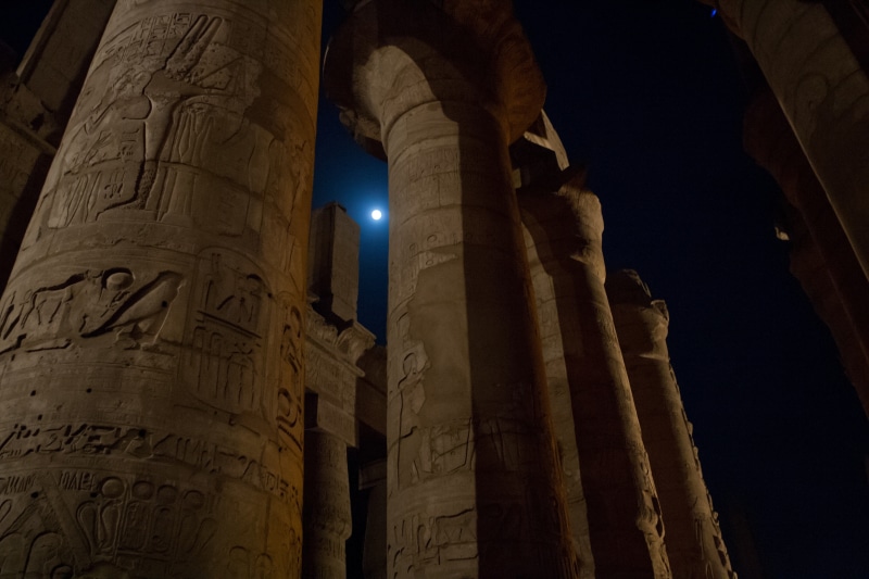 the past, luxor - Thebes, history, famous Place, archaeology, architectural Column, night, temples of Karnak, nighttime, architecture, place of worship