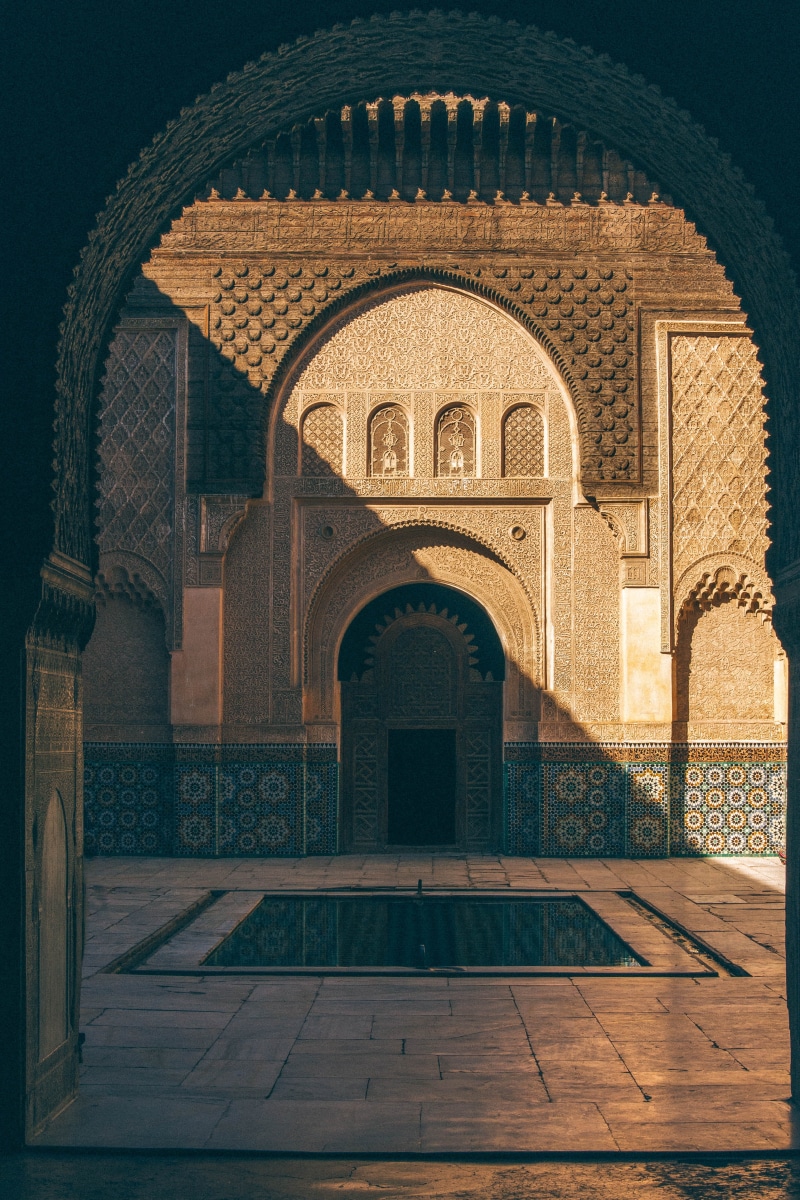 path, history, walkway, daytime, brick, day, indoors, gray, mosque, arched, crypt, ornate, religion, architecture, marocco, belief, medina, built structure