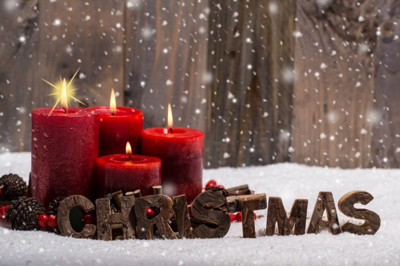 fire, decoration, christmas Decoration, winter, close-up, snowing, red, illuminated, four, december, advent, snow, celebration, christmas ornament, 1080P
