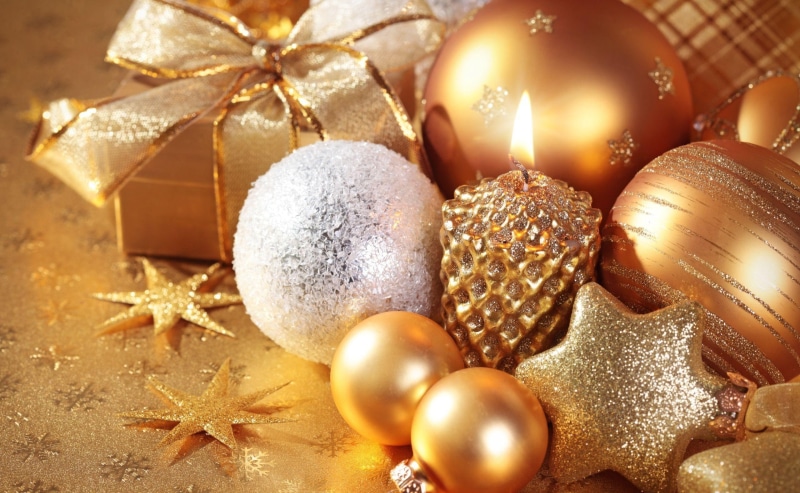gift, 2K, gold, star, christmas decorations, decorations, candle, new, christmas, new year, year