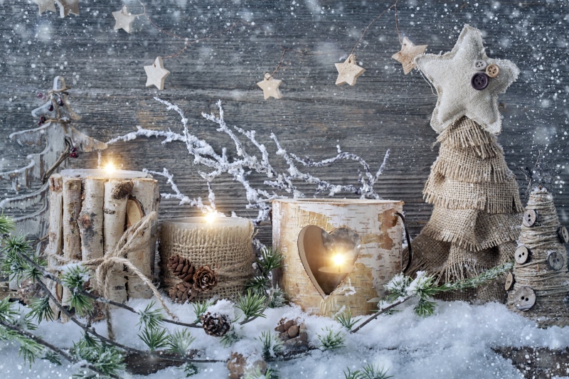 wood - Material, burning, old-fashioned, Merry, white, frost, flame, candle, gift, New Year, season, fire - Natural Phenomenon, Christmas, Happy, decoration