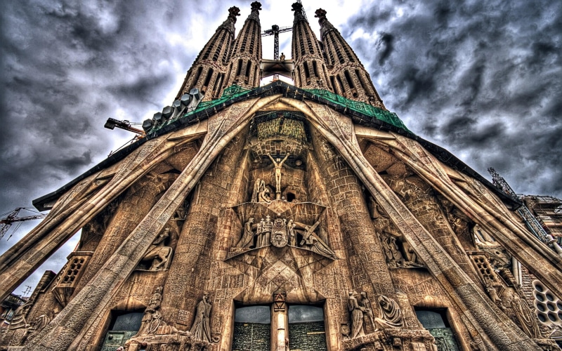 architecture, catalonia, spain, sagrada, 2K, sagrada familia, barcelona, la, monuments, beautiful, basilica, familia, church