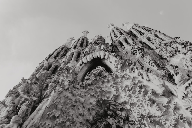 belief, church, cathedral, spanish, building exterior, outdoors, city, the past, nature, spain, building, catholic, Gaudi, sky, ornate, christian, low angle view