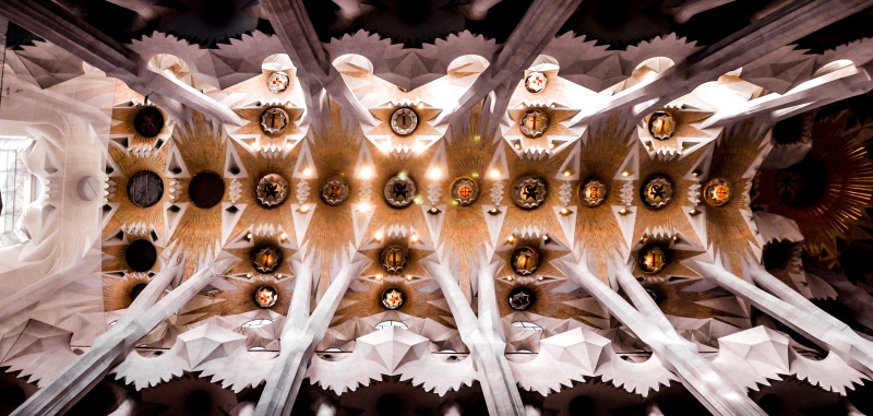 creativity, decoration, wood - material, animal themes, spain, in a row, sagrada familia, indoors, modernisme, chandelier, large group of objects, architecture and art