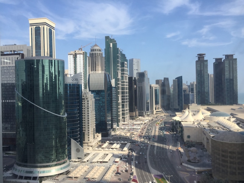 no people, sky, landscape, modern, cloud - sky, outdoors, urban skyline, Qatar, buildings, Doha, tall - high, day, city, built structure, 2K, office, travel destinations