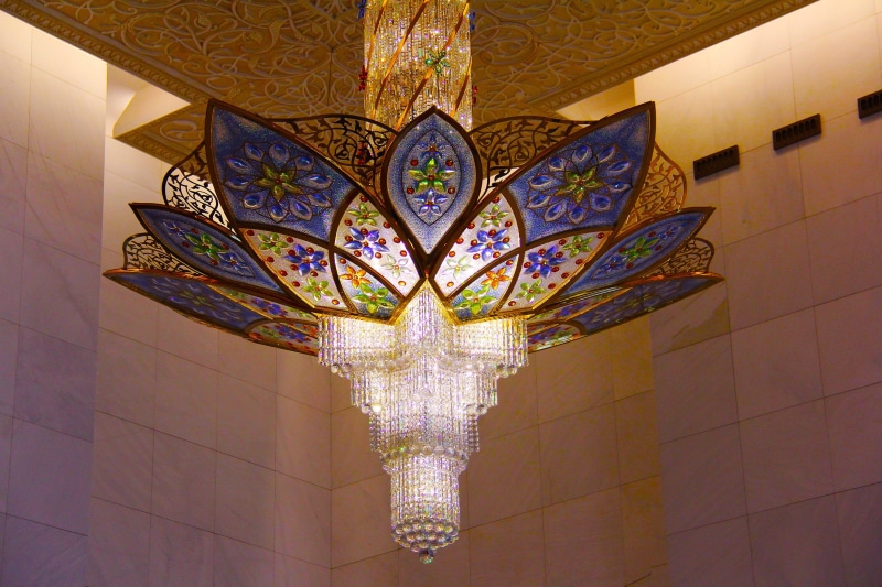design, low angle view, interior, spirituality, inside, floral pattern, worship, decoration, ceiling, building exterior, place of worship, sheikh zayed grand mosque