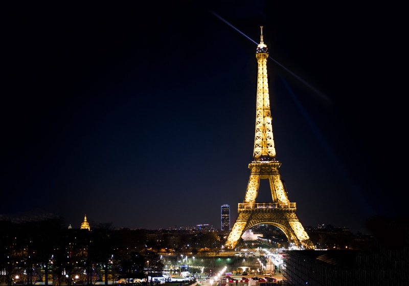 night, building, city, built structure, tourism, no people, sky, architectural feature, steeple, tall - high, travel, 8K, torre eiffel, town, history