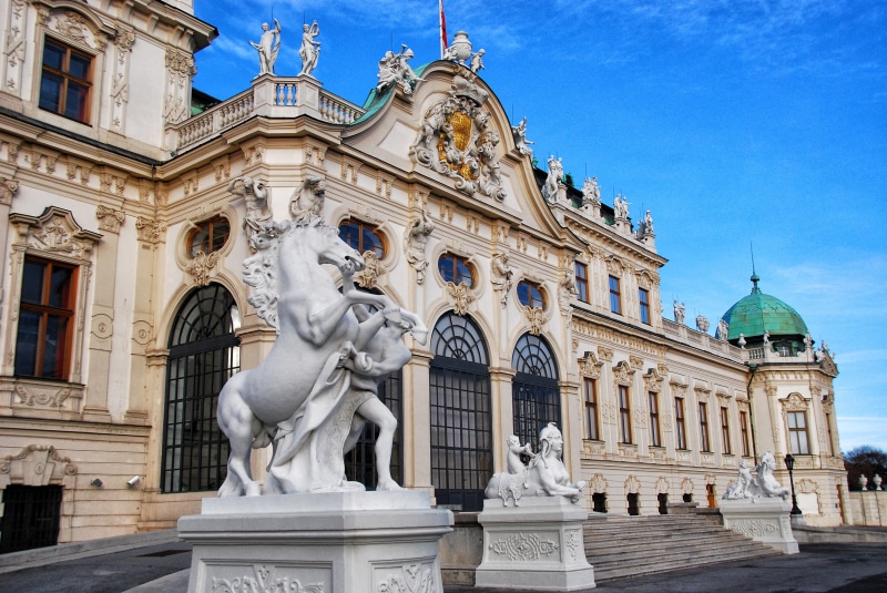 4K, places of interest, art and craft, sky, barockschloss, front, baroque, belvedere palace, statue, history, no people, human representation, classical style