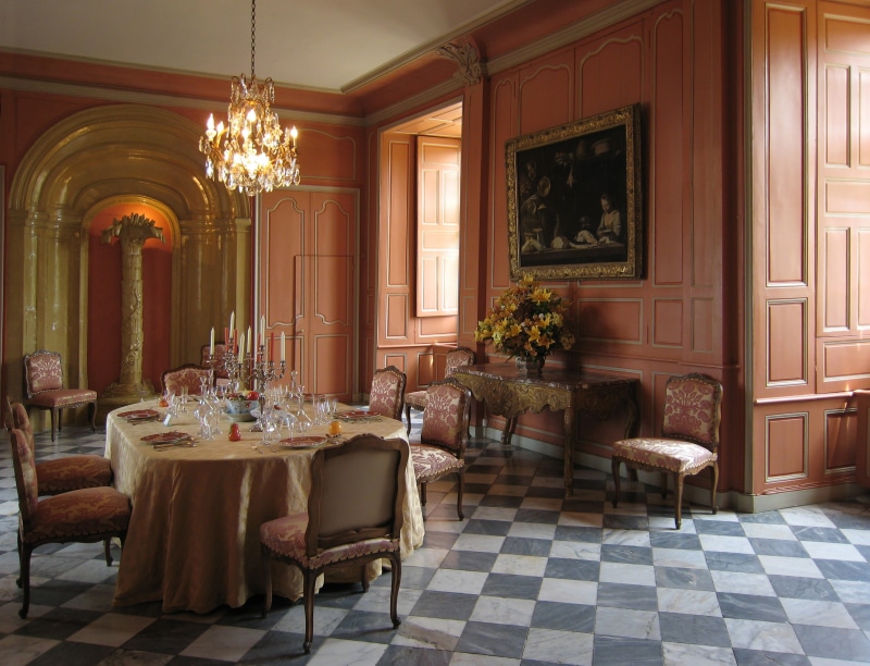 glass, set, flooring, flowers, villandry castle, interior, window, luxury, tiled floor, furniture, electric lamp, illuminated, indoors, structure, france