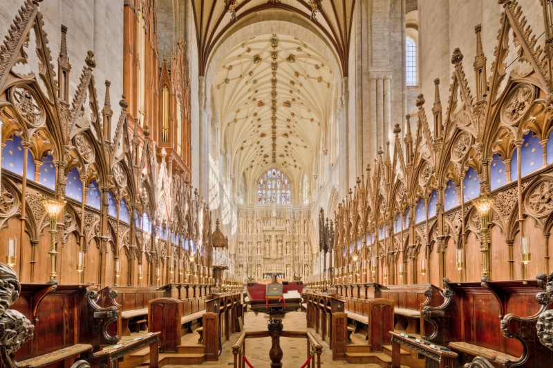 belief, aisle, quire, the past, tourism, gothic style, place of worship, inside, architecture, cathedral, in a row, holy, winchester cathedral, minster