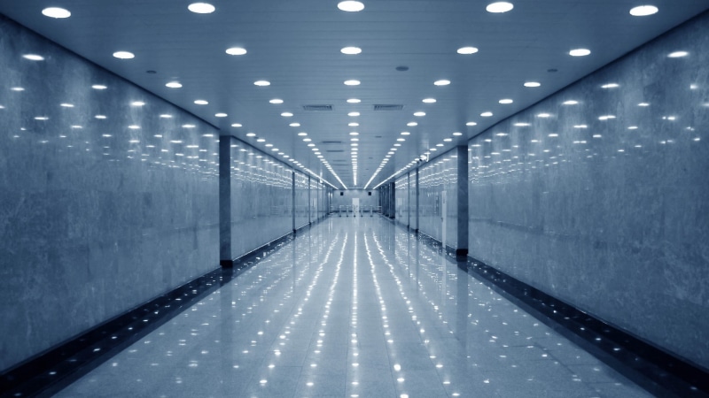 wall, lights, hallway, 1080P, empty, indoors, modern, reflection, architecture, building, marble
