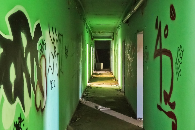 past, paint, broken, lapsed, built structure, indoors, green color, passed, pforphoto, no people, old building, decay, communication, direction, leave