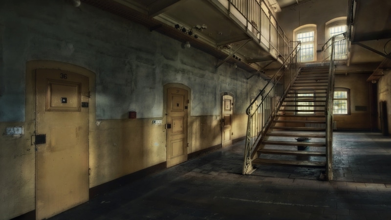 hallway, natural light, prison, 1080P, silent, abandoned, no people, entrance, old, wall - building feature, architecture, punishment, built structure
