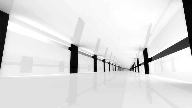 hd, corridor, hall, hallway, white, digital/artwork, bw, 1080P