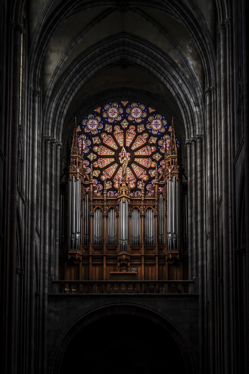 interior, symmetry, christianity, tradition, religious, no People, stained glass window, built Structure, cathedral, instrument, spirituality, famous Place