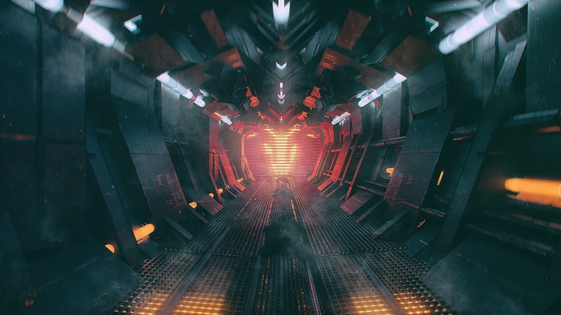 technology, hallway, science fiction, direction, iron - metal, machinery, 1080P, no people, machine part, metal, steel, industry, industrial equipment