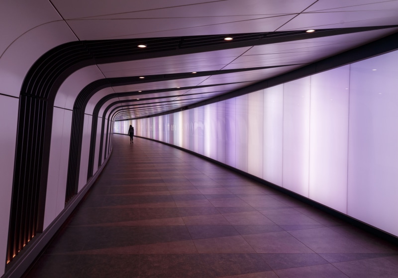 transportation, urbain, purple, walkway, modern, human, underground, text, indoors, underground walkway, footpath, building, aisle, interior design, tunnel