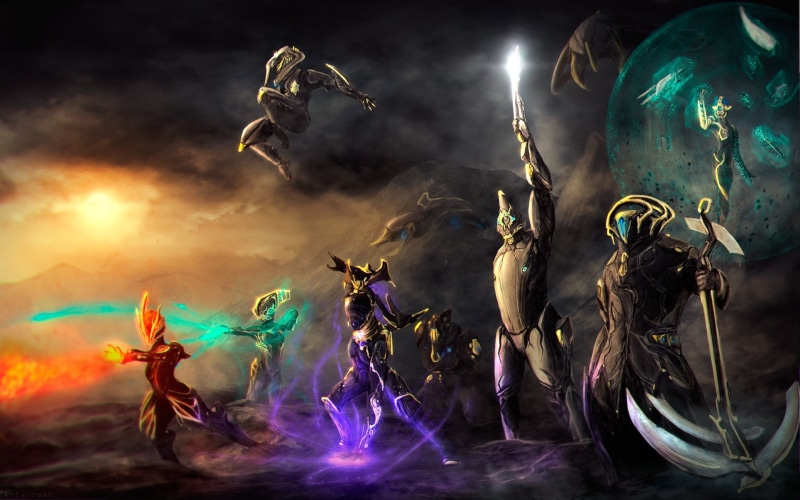  Loki (Warframe), adult, digital, cloud - sky, arts culture and entertainment, Frost (Warframe), 1080P, creativity, Rhino (Warframe), Ember (Warframe)