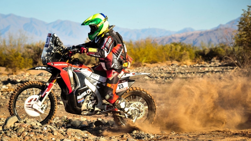 sport, dirt, outdoors, helmet, riding, mode of transportation, sports helmet, land, Honda, speed, motorsport, biker, one person, skill, Dakar Rally, ride